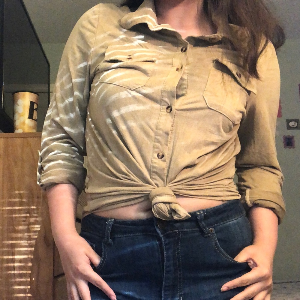 Suede button up down